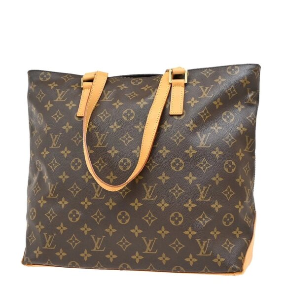 LOUIS VUITTON Cabas Mezzo Shoulder Bag Monogram Leather Brown M51151 10EF272 - Picture 1 of 15